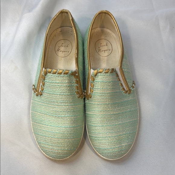 Jack Rogers Women's Mint Green & Gold Slip-On Sneakers, Size 7.5M, **READ** - Picture 3 of 14